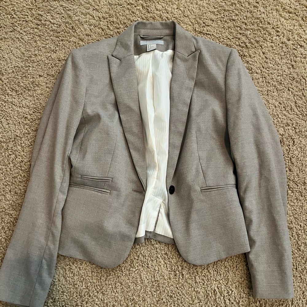 H&M Taupe Blazer with Cream Lining